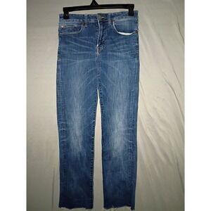 American Eagle Jeans Mens 28x34 (28x31) Blue Denim Flex Relaxed Straight Raw Hem